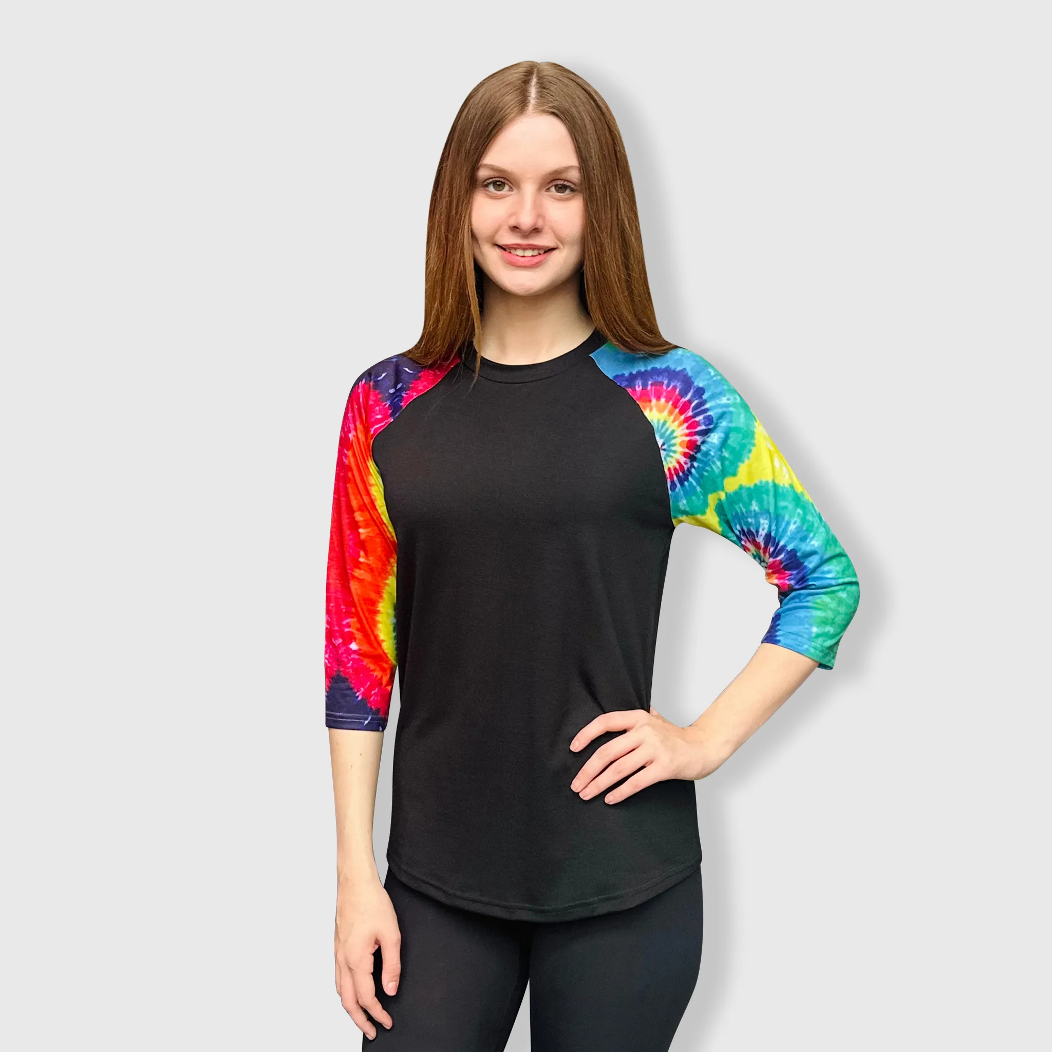 Tie Dye Neon Black Polyester Top