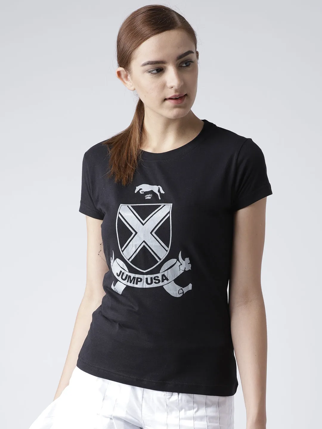 Women Black Casual T-shirt