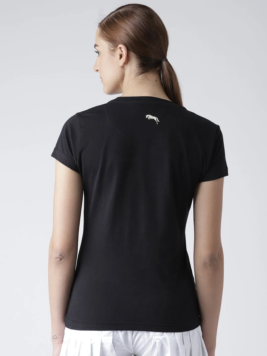 Women Black Casual T-shirt