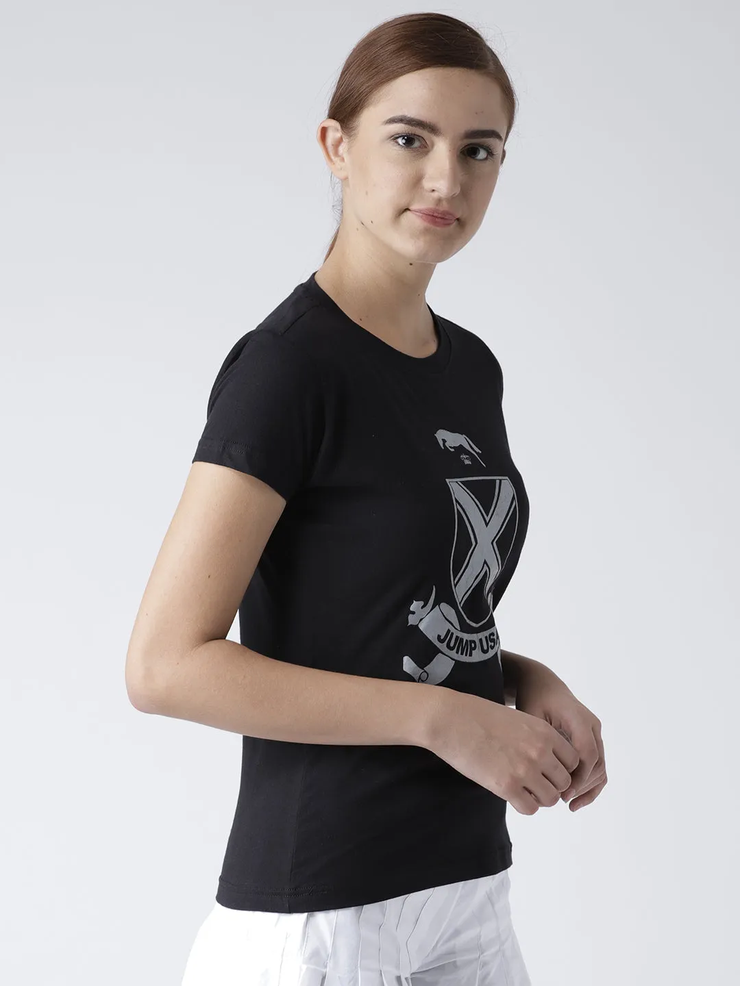 Women Black Casual T-shirt