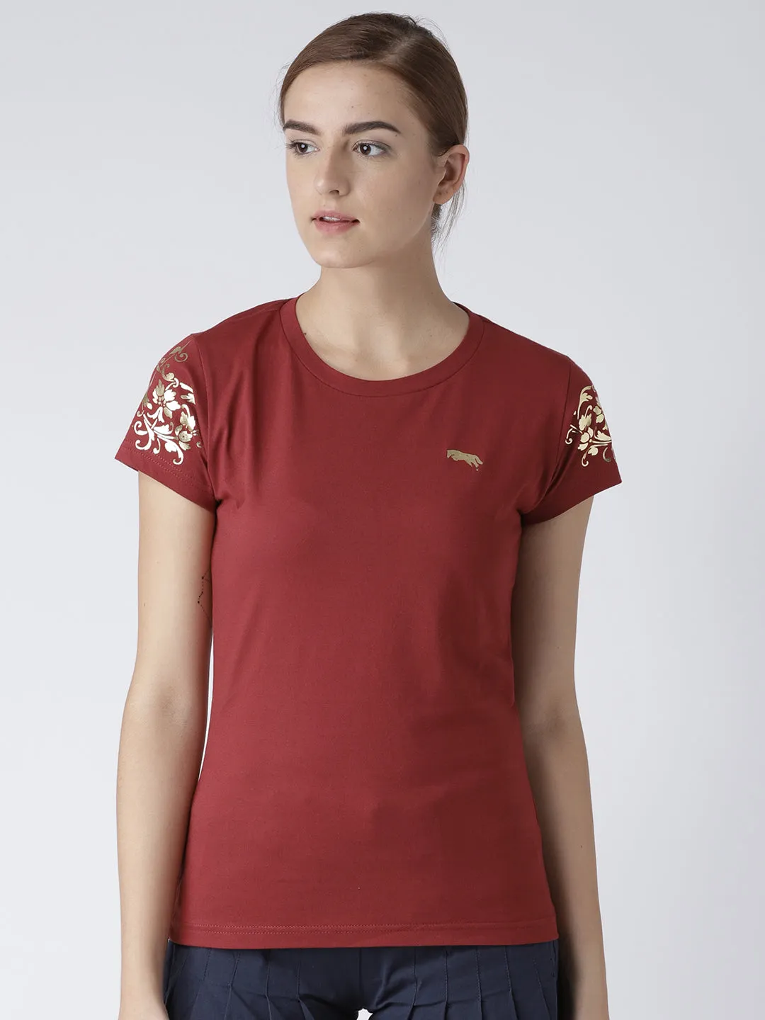 Women Solid Red T-Shirt