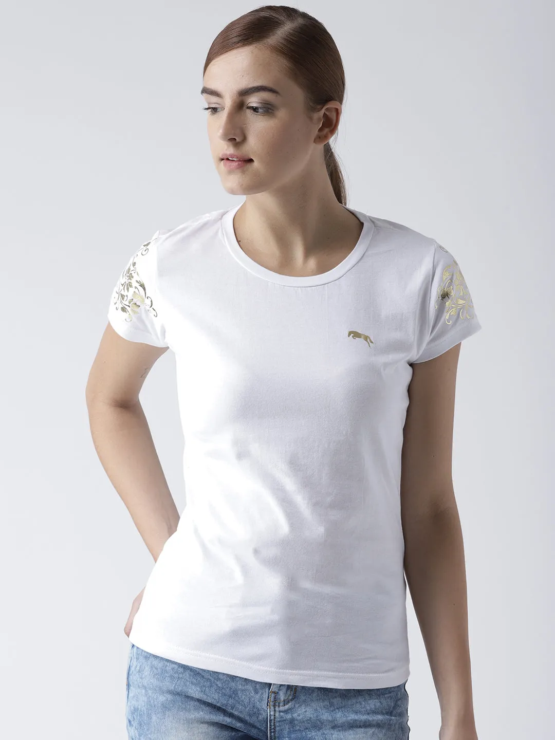 Women Solid White T-Shirt