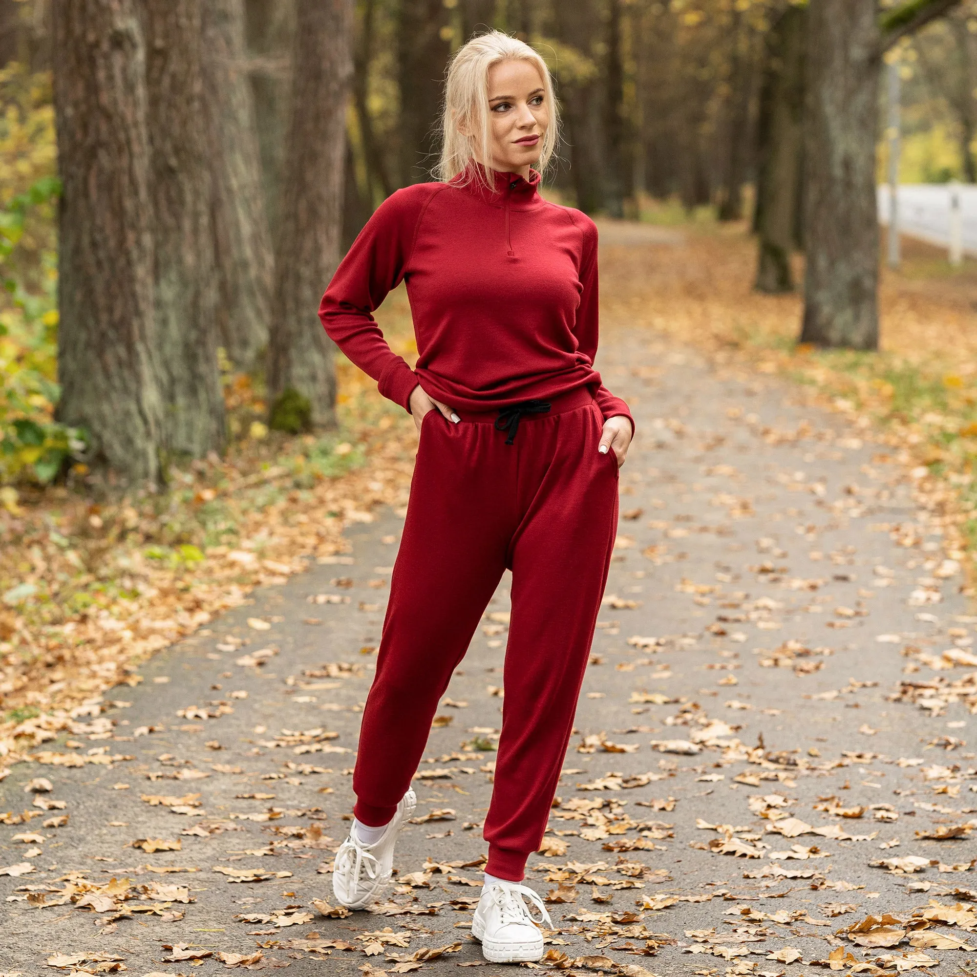 Women's 250 Zip Neck Top Royal Cherry