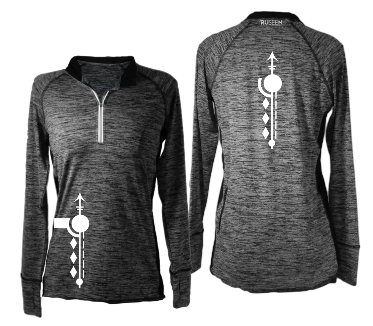 Women's Reflective Long Sleeve Quarter Zip Shirt - Paths