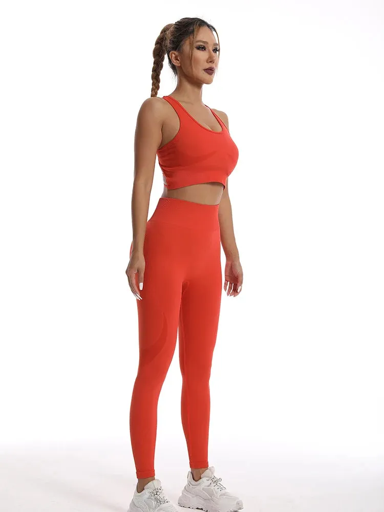 Women's tracksuit Fitness Yoga Sets Sportswear Workout Sports Bra High Waist Leggings Gym Clothing Seamless Sports Suits